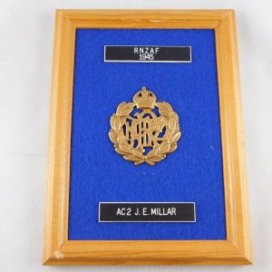 Royal New Zealand AirForce Cap Badge Named on Plaque