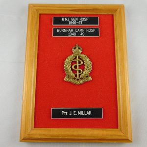 New Zealand Medical Corps Cap Badge Named on Plaque