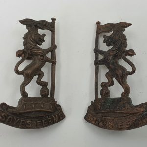 WWI New Zealand Rifle Brigade Cap/Collar Badges Pair