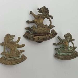 WWI New Zealand 7th Wellington West Coast Rifles Regiment Cap & Collar Badges Set