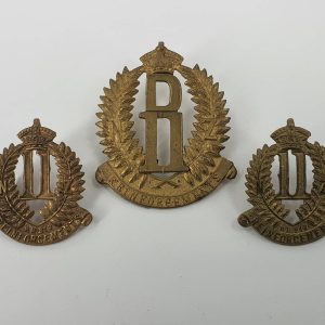 WWI New Zealand D Company 11th Reinforcements Cap and Collar Badges Set