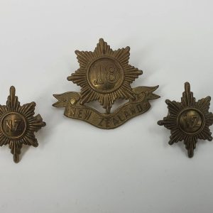 WWI New Zealand 18th Reinforcements Cap and Collar Badges Set