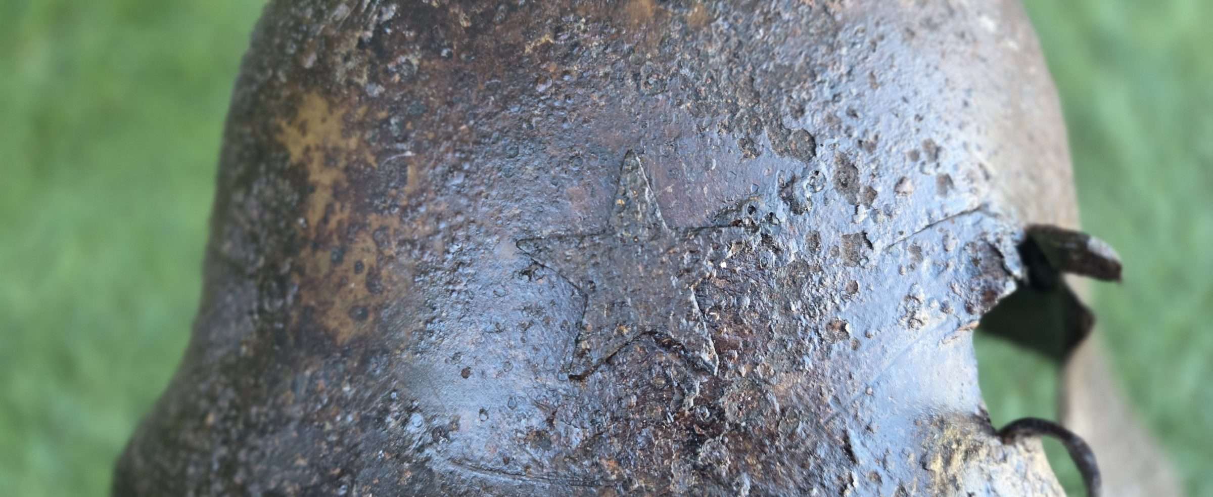 WWII Japanese Army Battle Damaged Helmet - Image 8