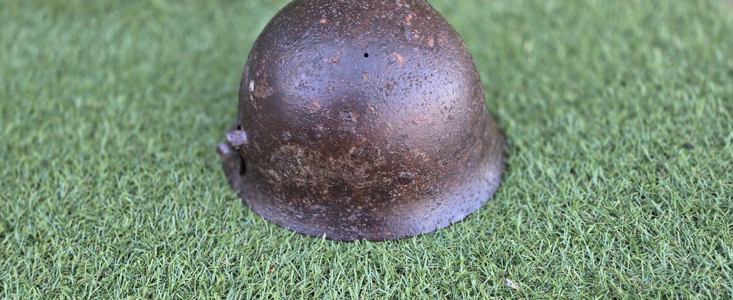 WWII Japanese Army Battle Damaged Helmet - Image 4