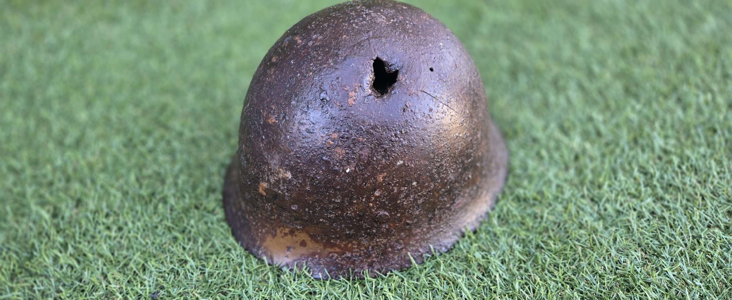 WWII Japanese Army Battle Damaged Helmet - Image 3