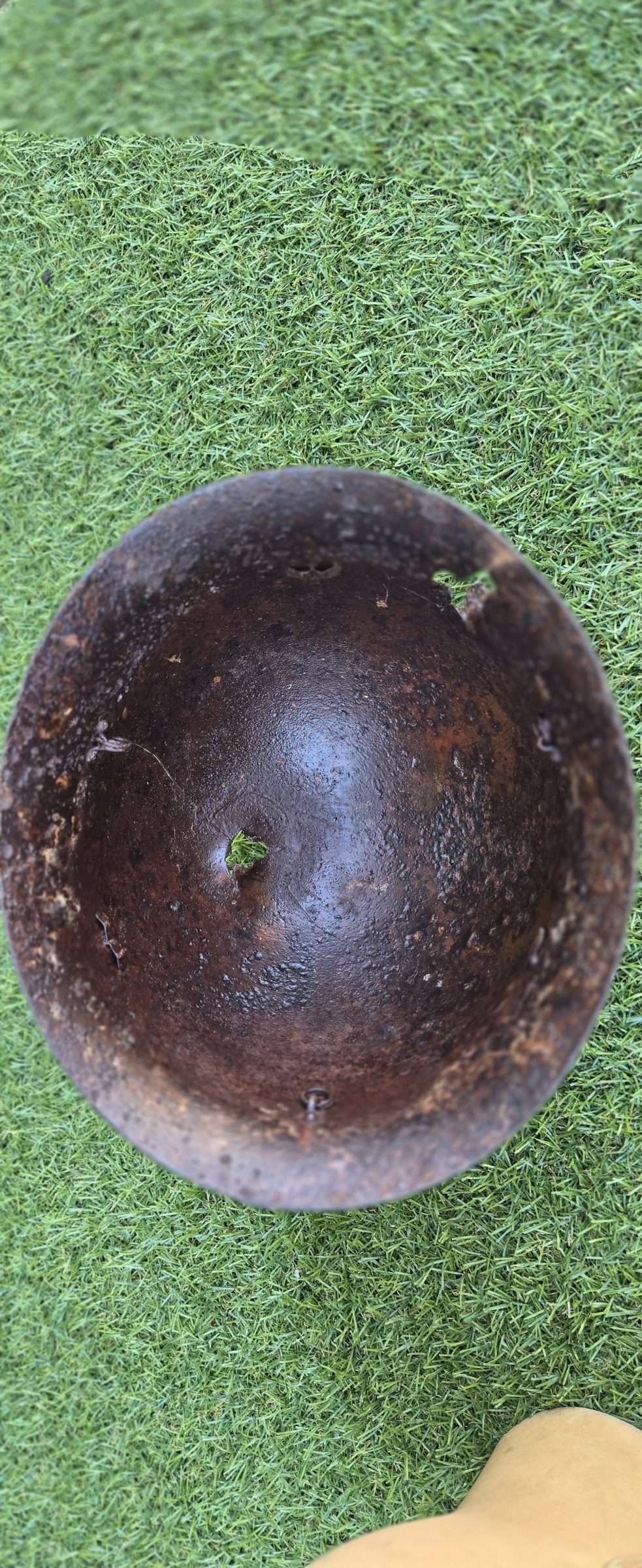 WWII Japanese Army Battle Damaged Helmet - Image 11