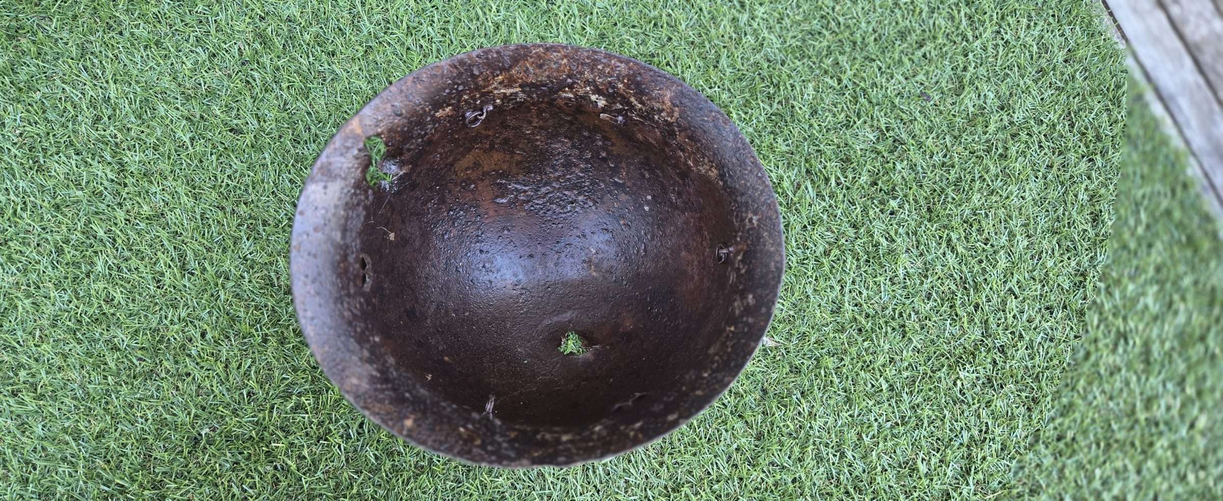 WWII Japanese Army Battle Damaged Helmet - Image 17
