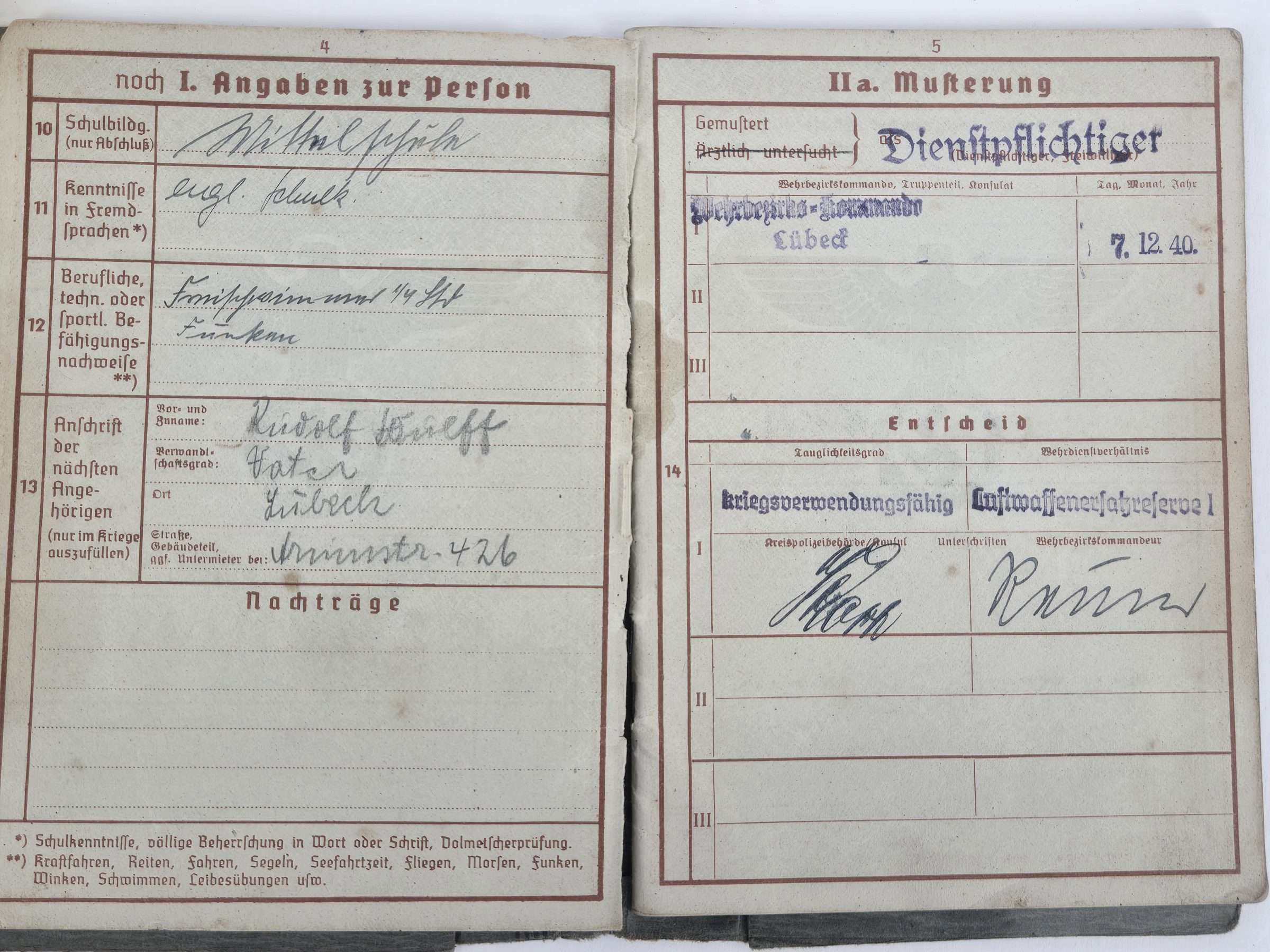 WWII German Wehrpass Hermann Wulff - Image 3